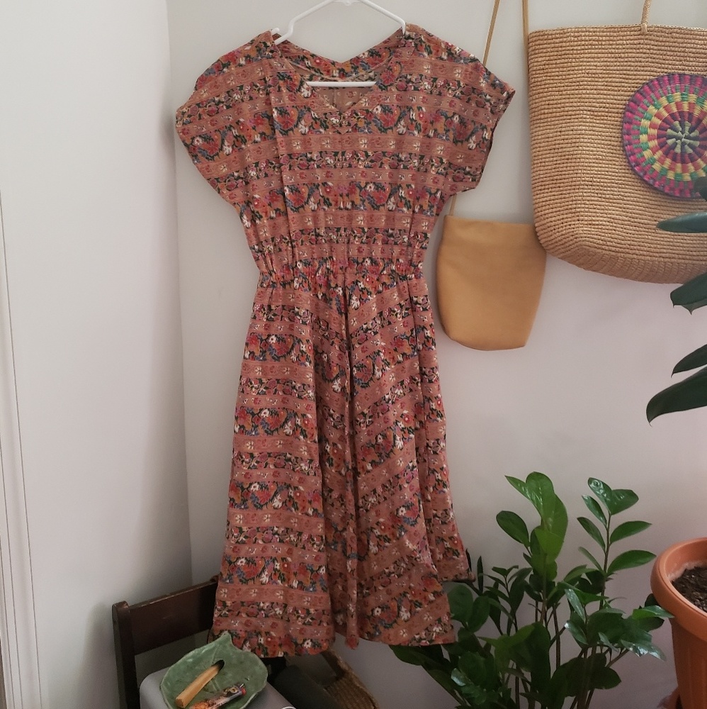 Vintage cotton floral midi dress